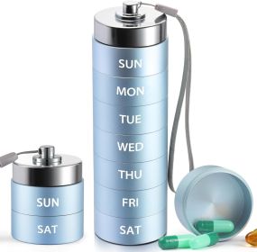 Metal Pill Organizer, Travel Large Weekly Pill Box, Portable Aluminum Alloy Waterproof Pill Case Container