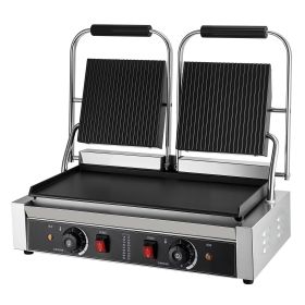VEVOR Commercial Panini Grill, 3600W Electric Sandwich Panini Maker, Stainless Steel Double Sandwichs Press Grill with Handle and Temp Control