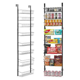VEVOR Over the Door Pantry Organizer, 8-Tier Pantry Organization and Storage, Heavy-Duty Steel Hanging Spice Rack, Adjustable Wall Seasoning Shel