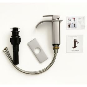 Single Handle Bathroom Faucet, Stainless Steel Single Hole Lavatory Faucet, Modern Sink Faucet, Brushed Nickel (Option: 1)